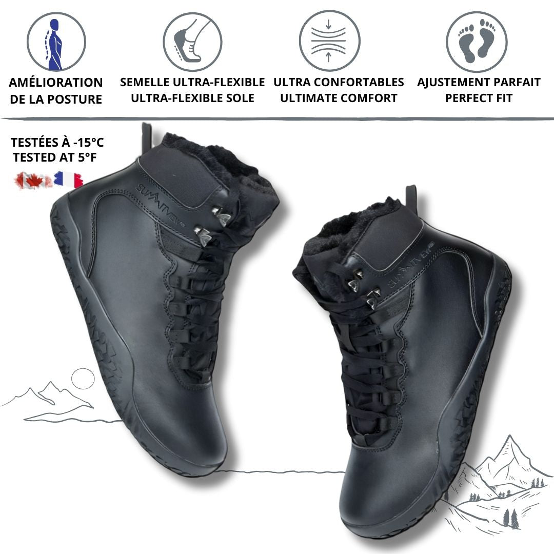 | NaturalWinterBoots | Bottes Minimalistes unisexes pour le Soulagement du Mal de Dos